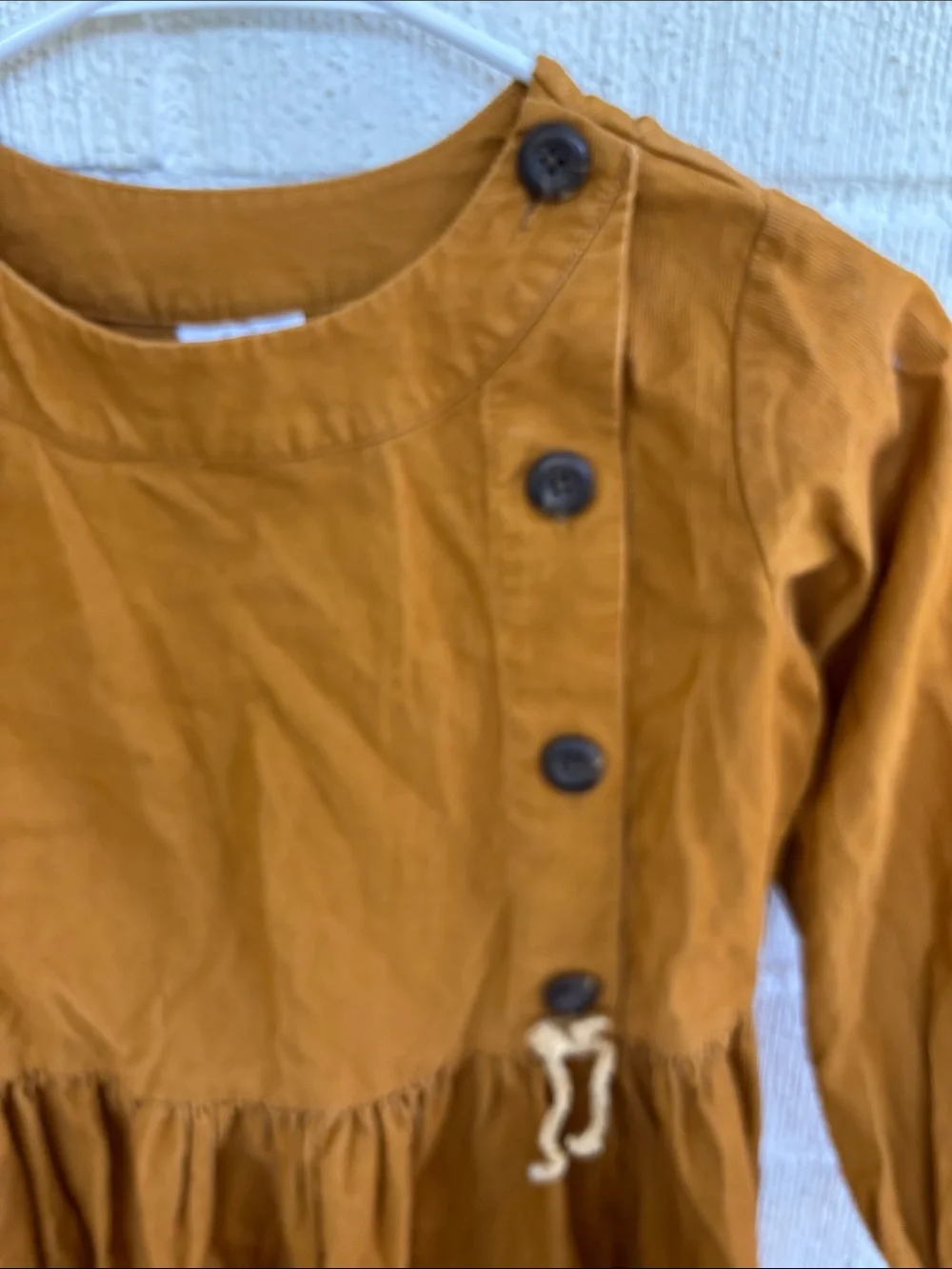 Hanna Andersson Corduroy Mustard Long-Sleeve Button-Front Dress sz 10